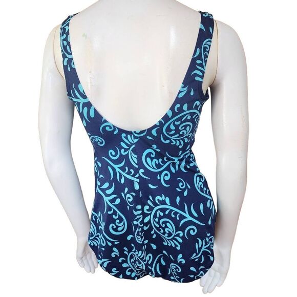 Lands' End Two-Toned Blue One-Piece Swimsuit (10) - Picture 4 of 7